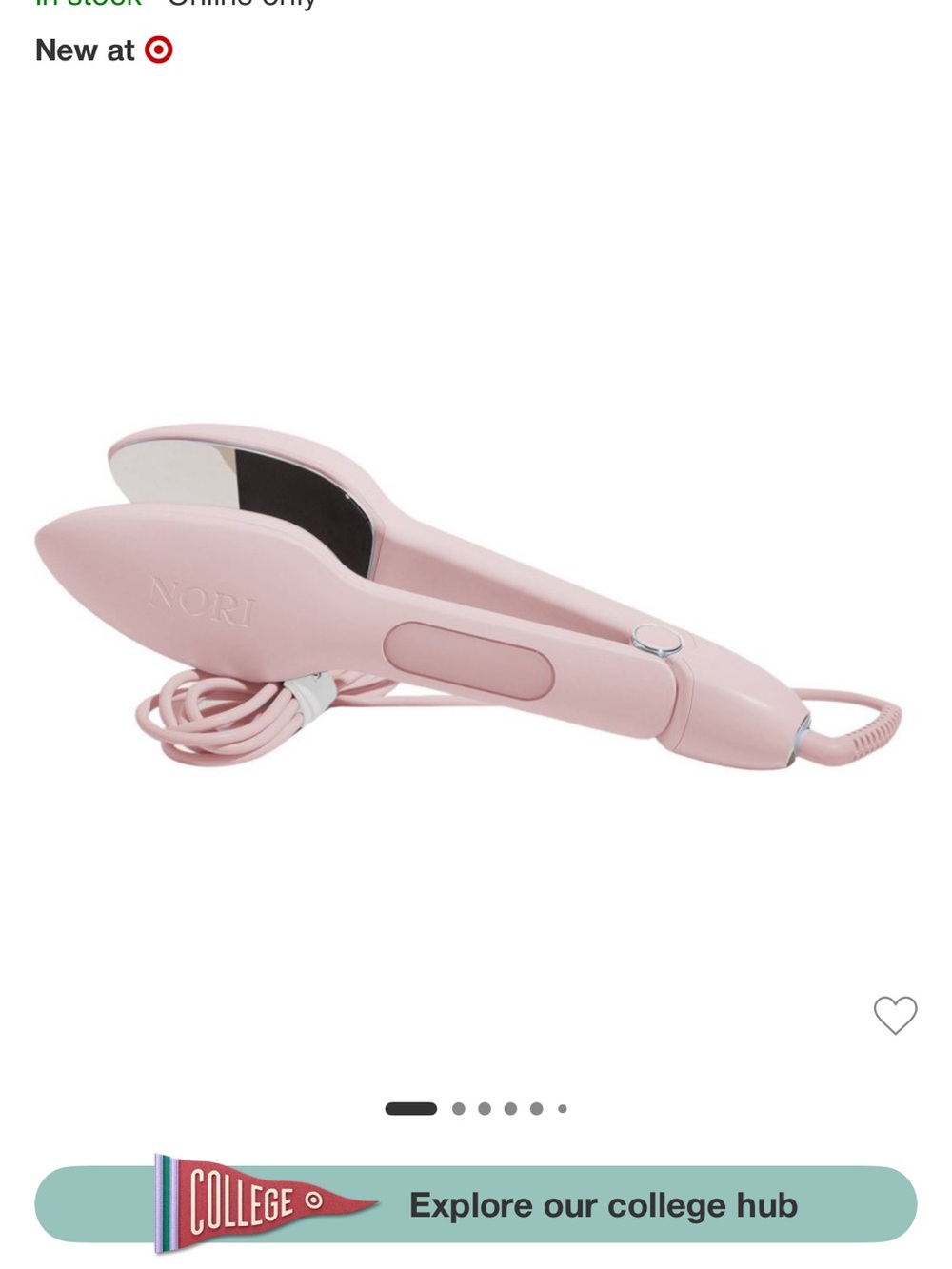 NORI Pink Handheld Steam Iron